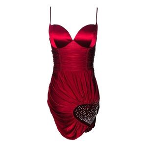 NANA JACQUELINE Angelina Corset Cup Spaghetti Strap Silk Dress (Wine Red) - M